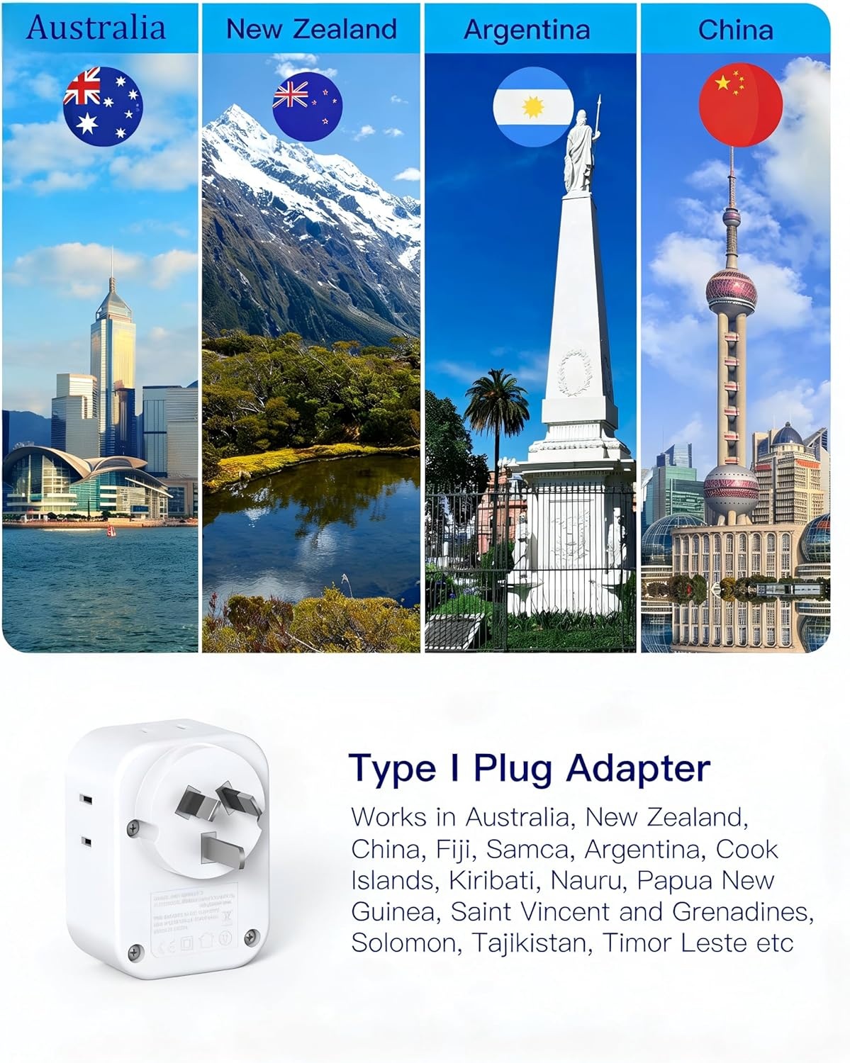 image:image2 Pack European Travel Plug Adapter HANYCONY International Power Adapter 4 Outlets 4 USB C Ports 2 USB C Foldable Type C Adapter for US to Most Europe EU Italy Spain Greece Portugal France GermanyType I Australia New Zealand