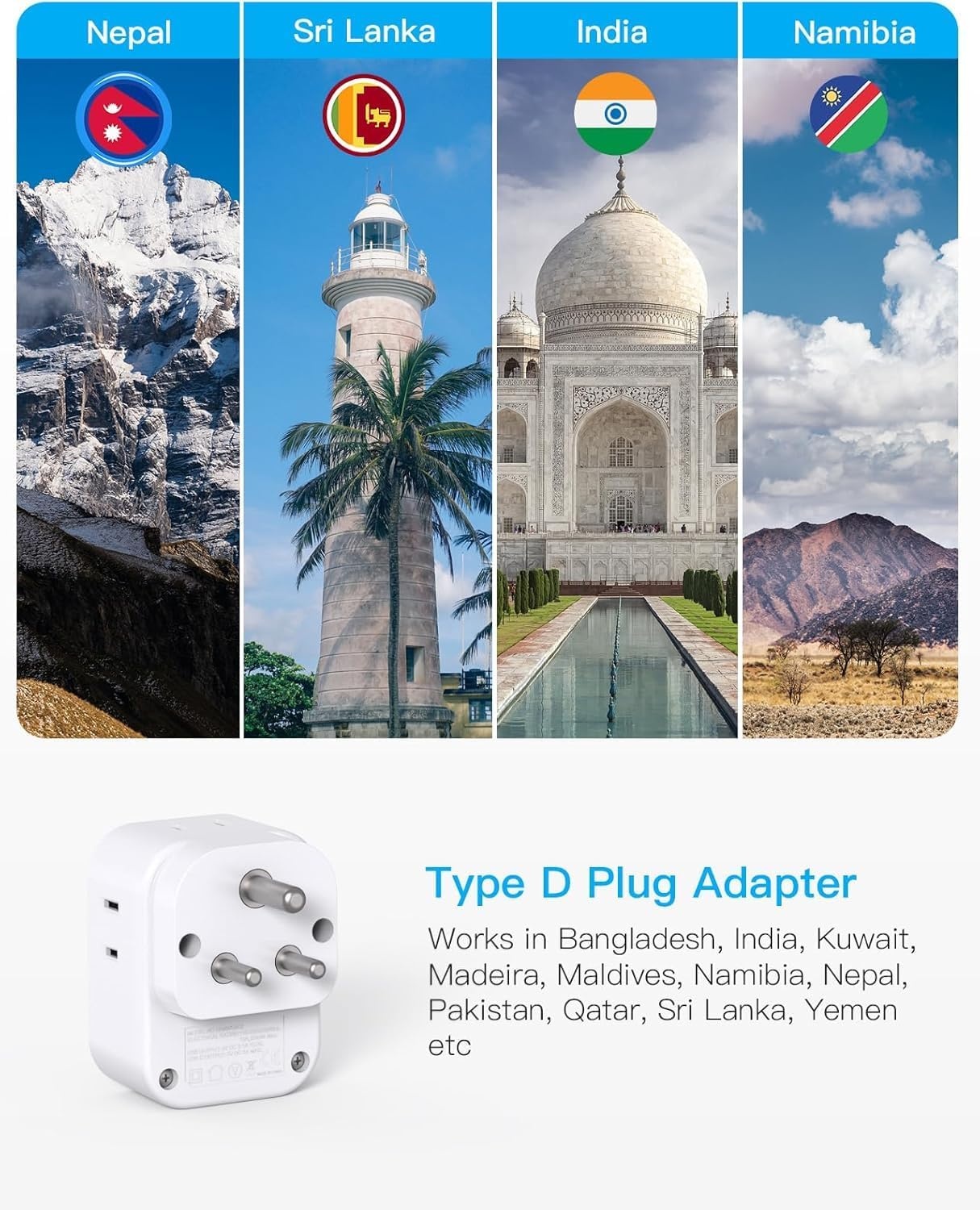 image:image2 Pack European Travel Plug Adapter HANYCONY International Power Adapter 4 Outlets 4 USB C Ports 2 USB C Foldable Type C Adapter for US to Most Europe EU Italy Spain Greece Portugal France GermanyType D India Maldives