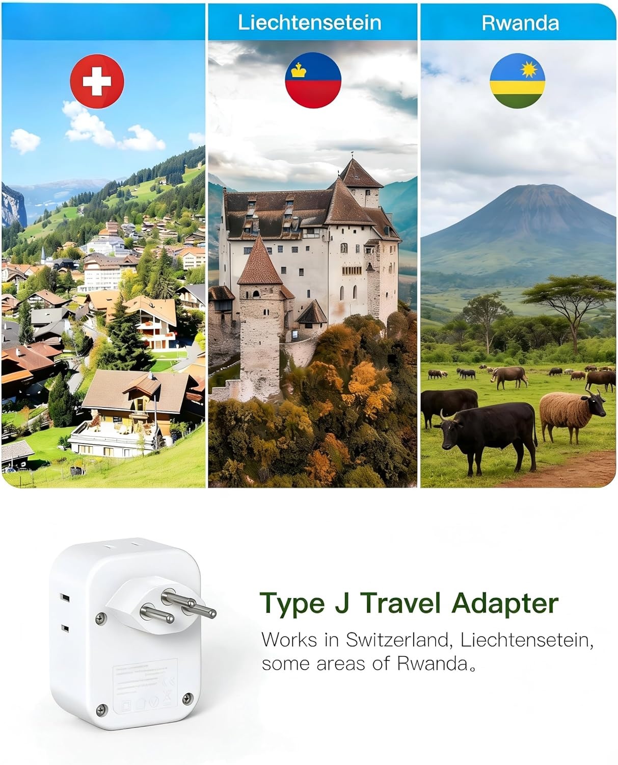 image:image2 Pack European Travel Plug Adapter HANYCONY International Power Adapter 4 Outlets 4 USB C Ports 2 USB C Foldable Type C Adapter for US to Most Europe EU Italy Spain Greece Portugal France GermanyType J Switzerland