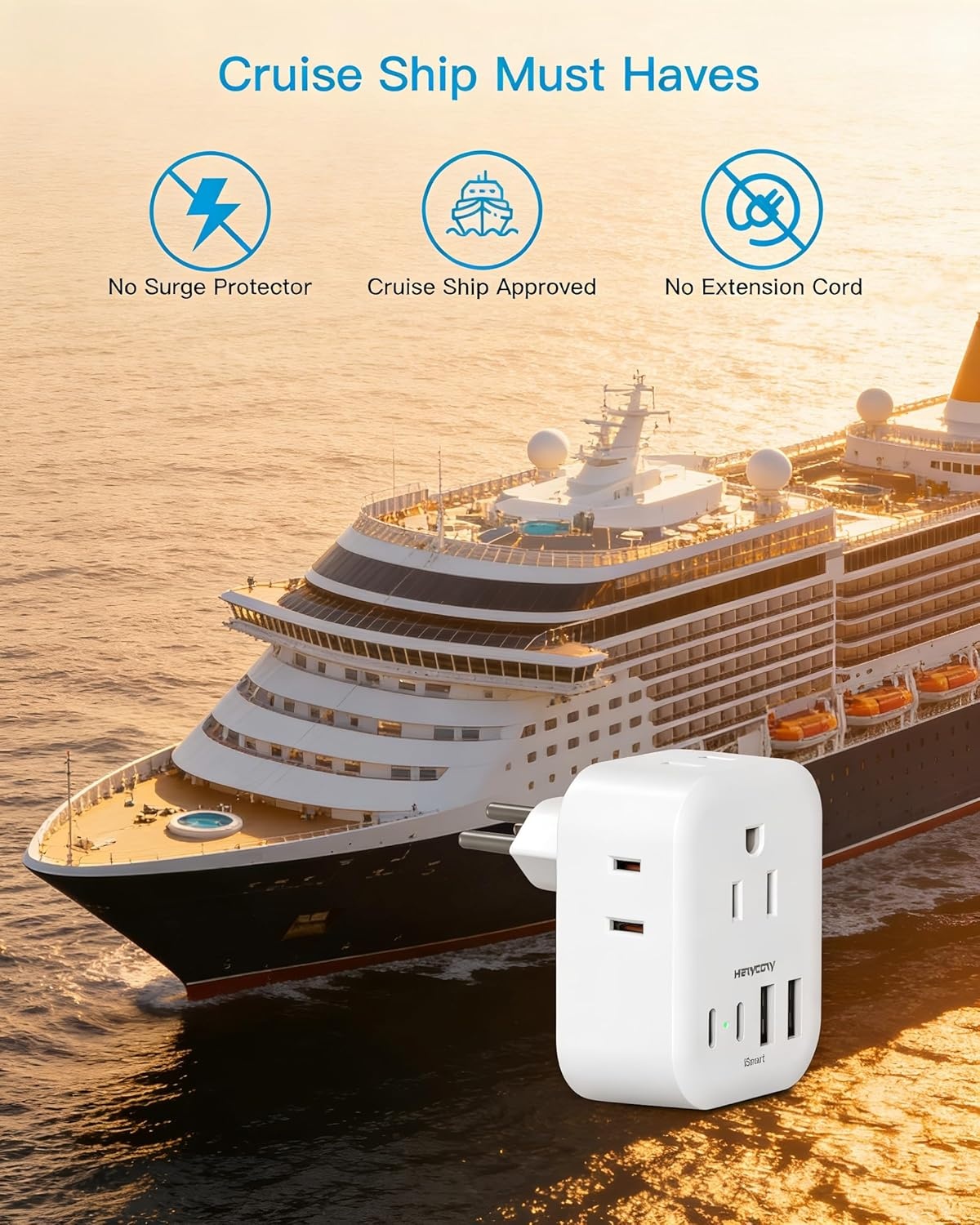 image:image2 Pack European Travel Plug Adapter HANYCONY International Power Adapter 4 Outlets 4 USB C Ports 2 USB C Foldable Type C Adapter for US to Most Europe EU Italy Spain Greece Portugal France GermanyType J Switzerland