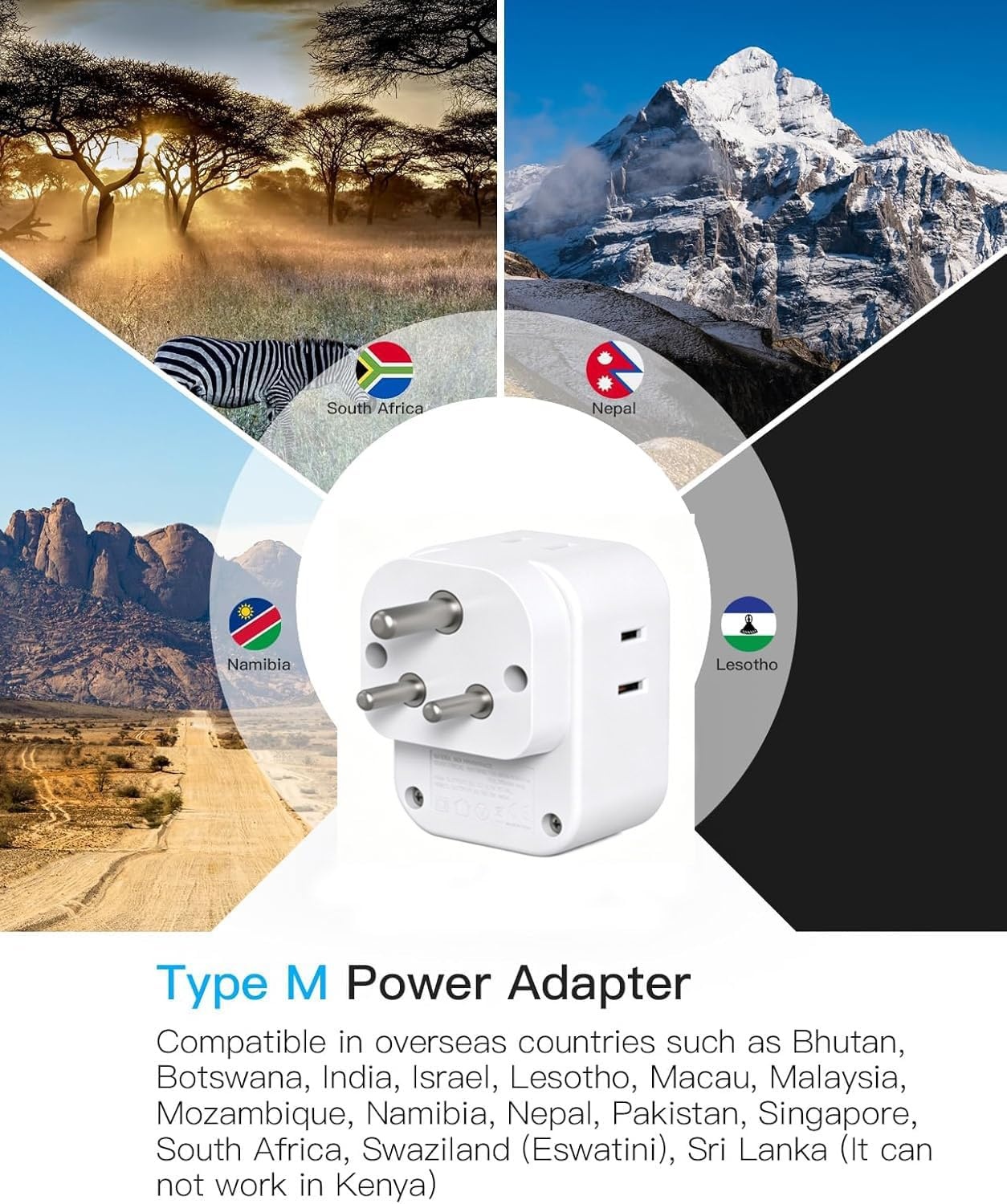 image:image2 Pack European Travel Plug Adapter HANYCONY International Power Adapter 4 Outlets 4 USB C Ports 2 USB C Foldable Type C Adapter for US to Most Europe EU Italy Spain Greece Portugal France GermanyType M South Africa