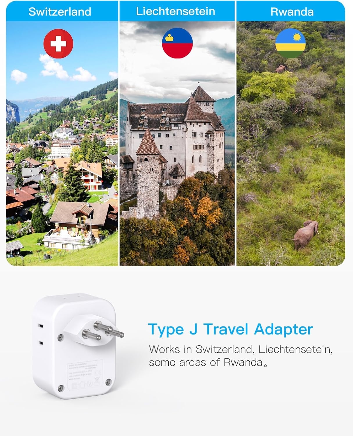 image:image2 Pack Type E F Plug Adpter HANYCONY Germany France Travel Power Adapter with 4 Outlets 4 USB Ports2 USB C South Korea Travel Plug Adapter for US to Europe EU Spain Iceland Greece German FrenchType J Switzerland