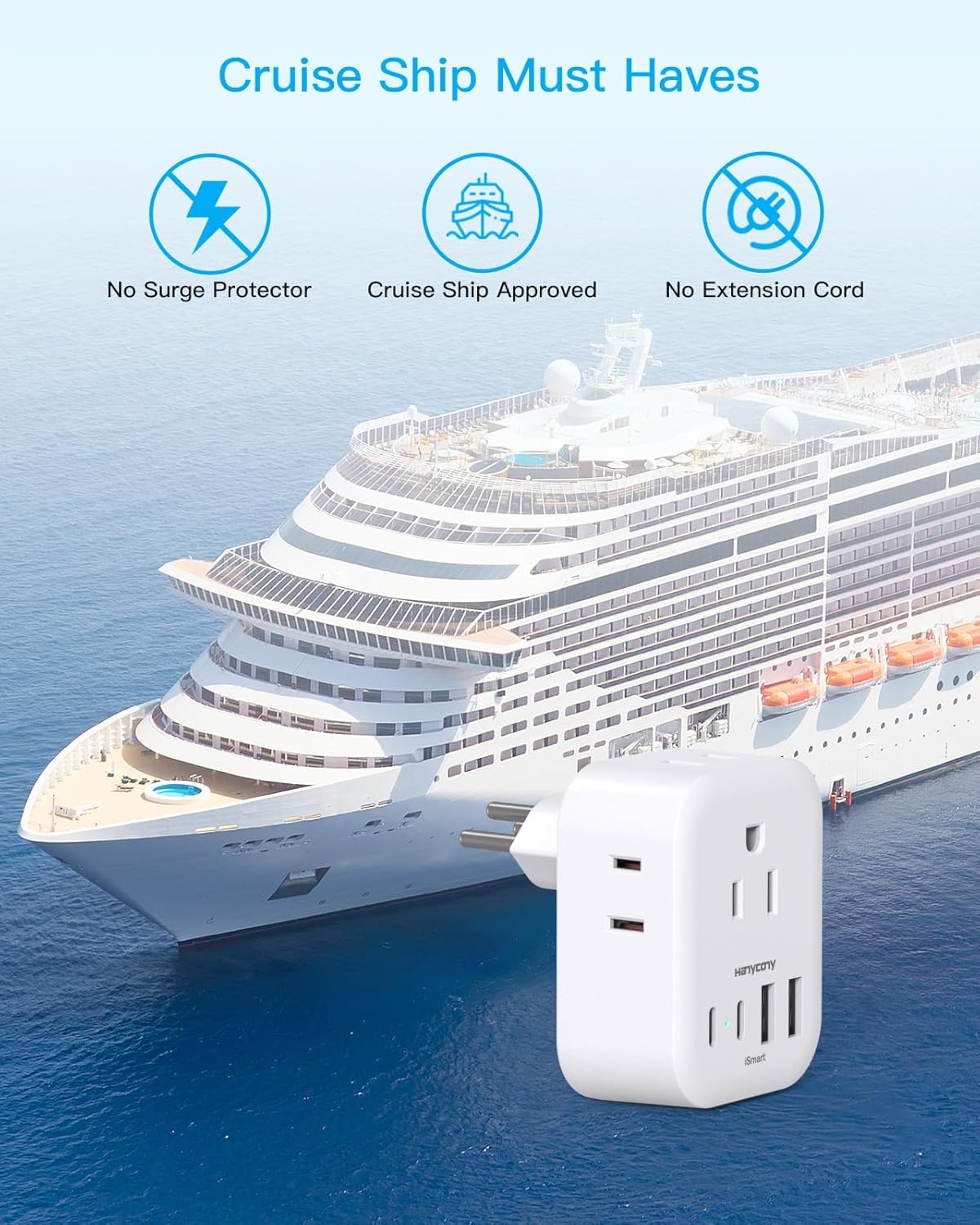 image:image2 Pack Type E F Plug Adpter HANYCONY Germany France Travel Power Adapter with 4 Outlets 4 USB Ports2 USB C South Korea Travel Plug Adapter for US to Europe EU Spain Iceland Greece German FrenchType J Switzerland