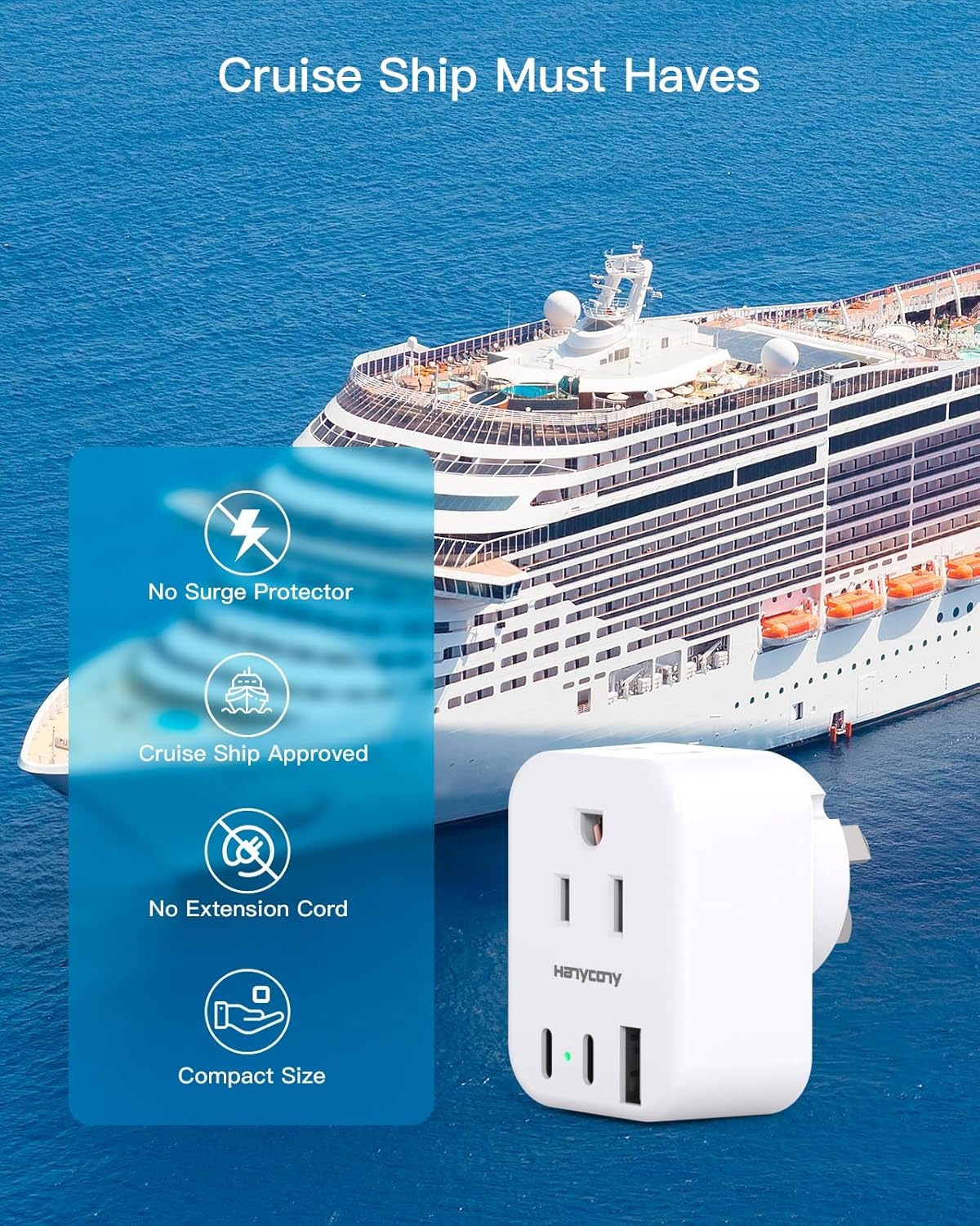 image:imageEuropean Travel Plug Adapter USB C HANYCONY International Plug Adapter US to Europe Adapter Plug 2 Outlets 3 USB Ports2 C Port Type C Power Adapter to Italy Spain France Portugal Iceland GermanyType I Australia China