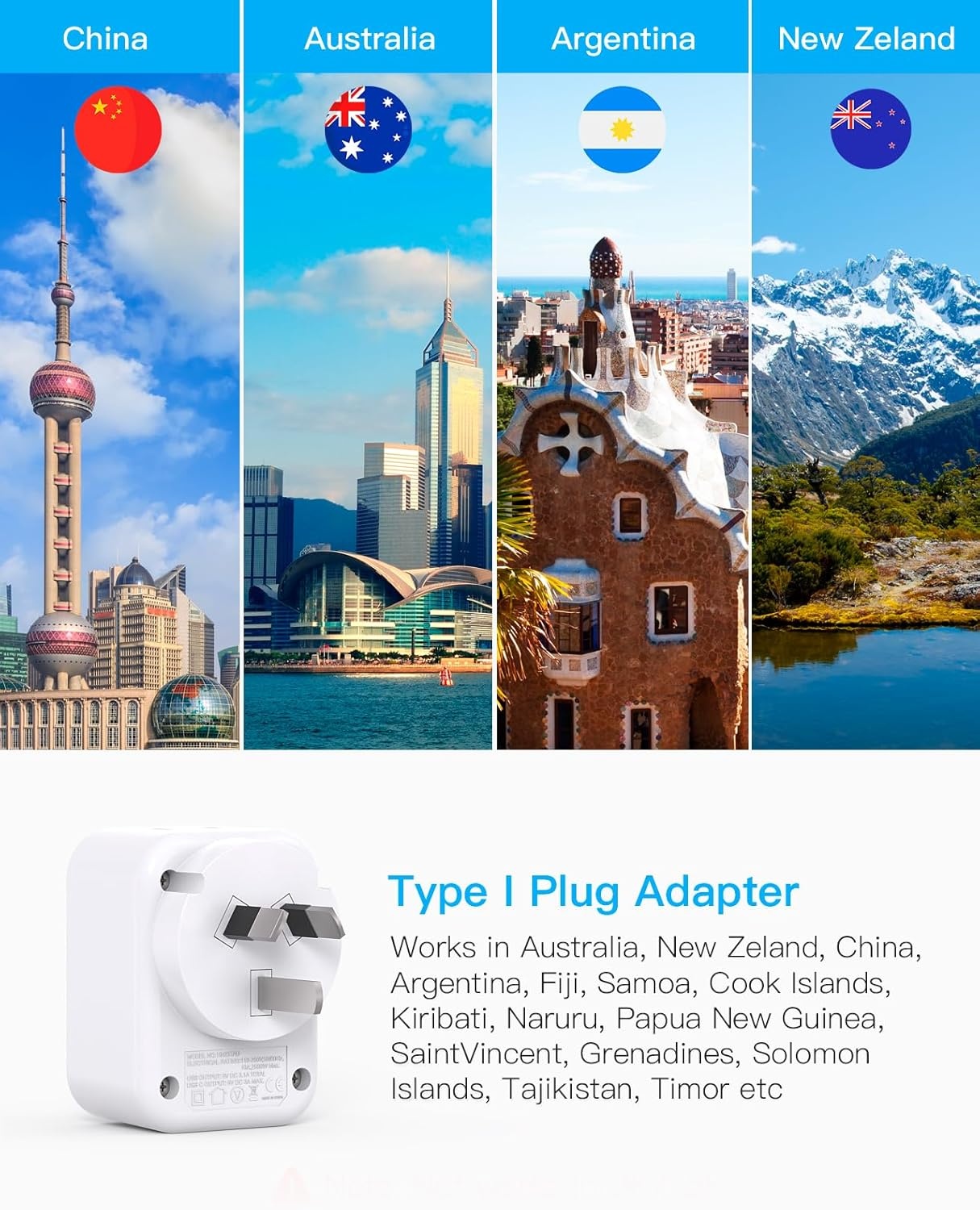 image:imageEuropean Travel Plug Adapter USB C HANYCONY International Plug Adapter US to Europe Adapter Plug 2 Outlets 3 USB Ports2 C Port Type C Power Adapter to Italy Spain France Portugal Iceland GermanyType I Australia China
