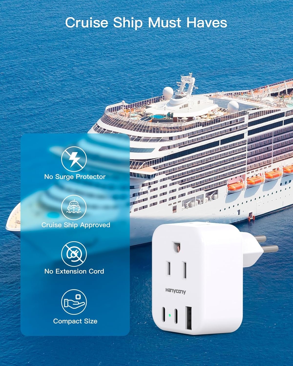 image:imageEuropean Travel Plug Adapter USB C HANYCONY International Plug Adapter US to Europe Adapter Plug 2 Outlets 3 USB Ports2 C Port Type C Power Adapter to Italy Spain France Portugal Iceland GermanyType J Switzerland