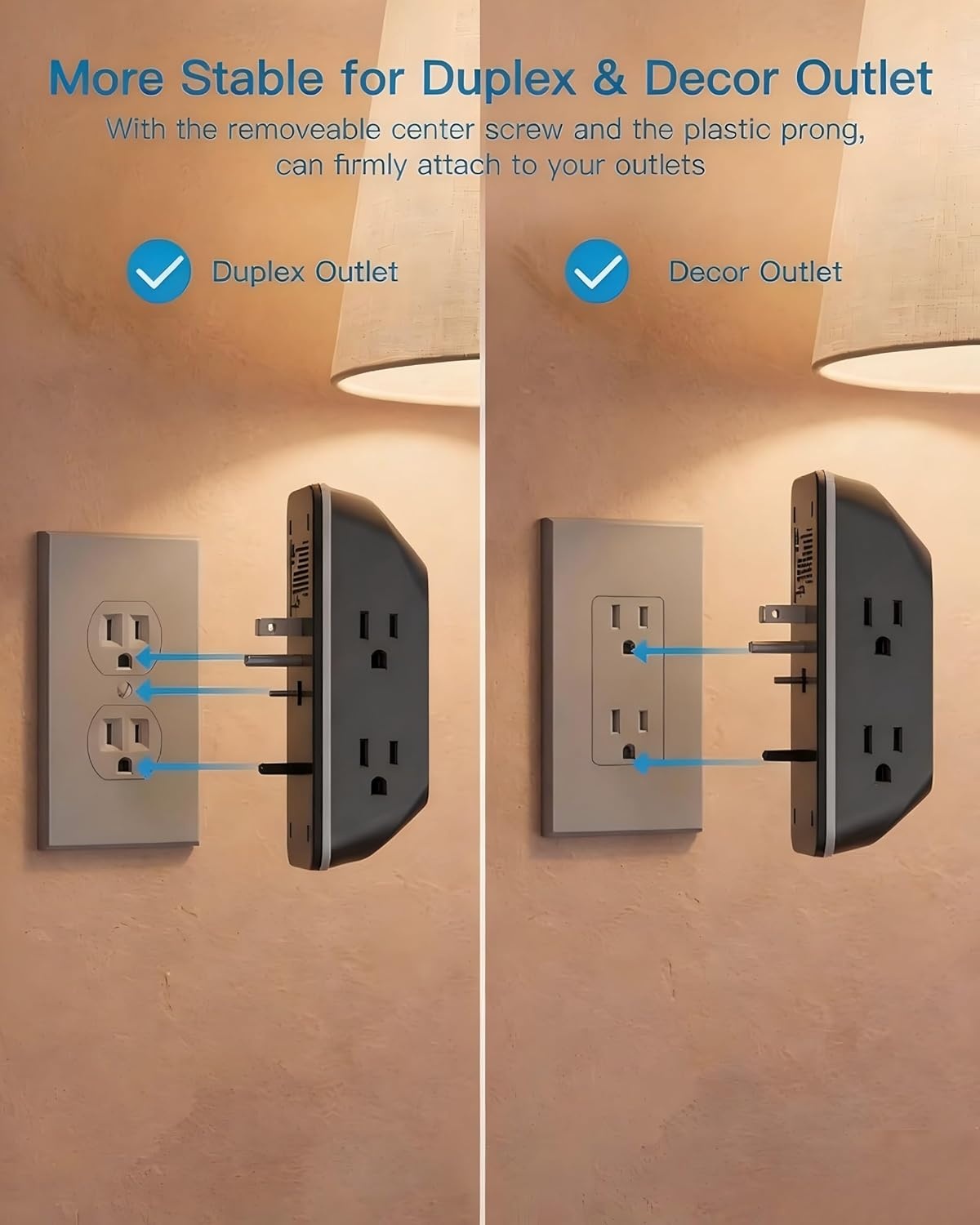 image:imageOutlet Extender with Night Light HANYCONY Multi Plug Outlet USB Wall Charger Surge Protector 4 USB Ports1 USB C Power Strip Electrical Outlet Splitter Expander for Home Office Dorm Room ETLBlack