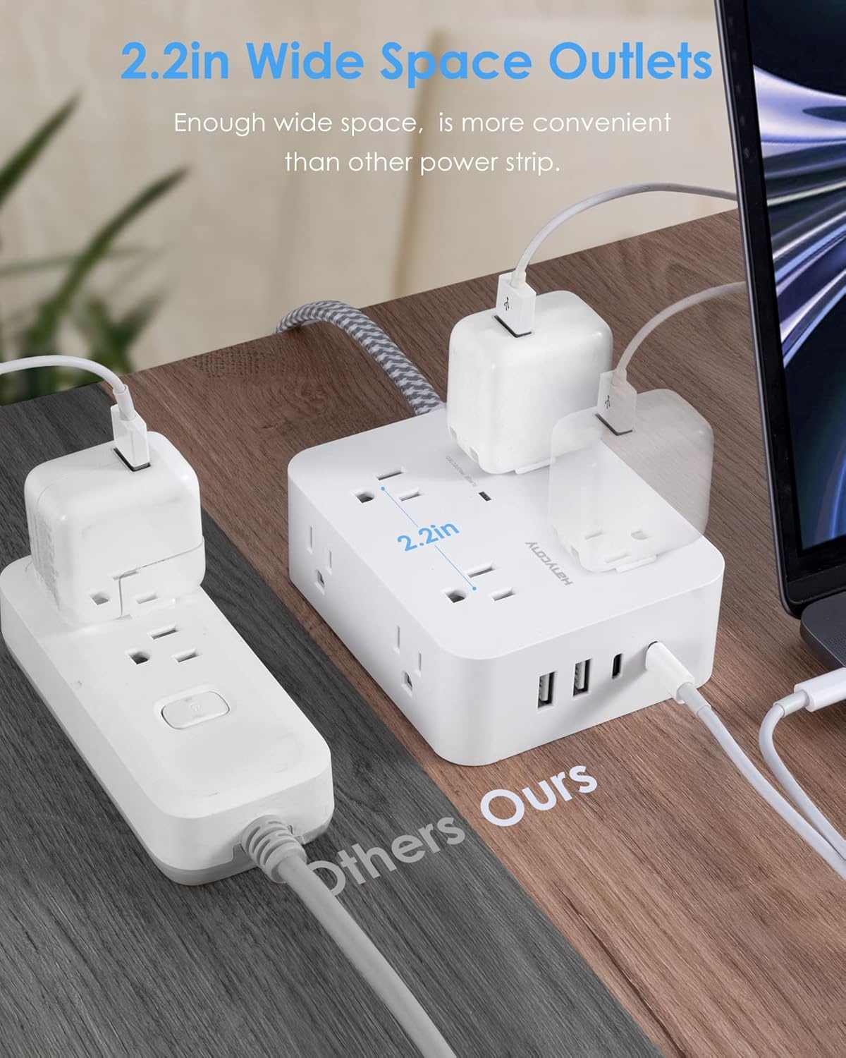 image:imagePD 30W USB C Power Strip Surge Protecor HANYCONY 8 Outlets 4 USB2 USB C Ports 1080J Desk Charging Station for Multiple Devices 6 Ft Flat Plug Extension Cord for College Dorm Room EssentialsWhite