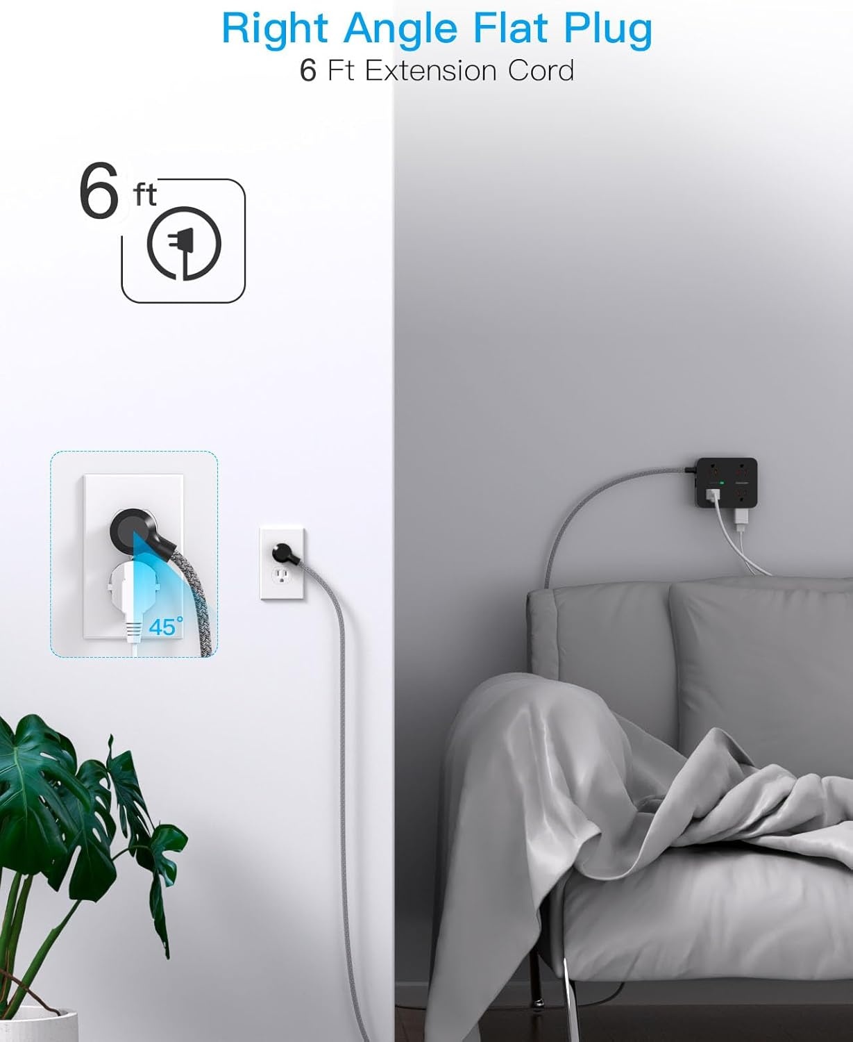 image:imagePD 30W USB C Power Strip Surge Protecor HANYCONY 8 Outlets 4 USB2 USB C Ports 1080J Desk Charging Station for Multiple Devices 6 Ft Flat Plug Extension Cord for College Dorm Room EssentialsBlack