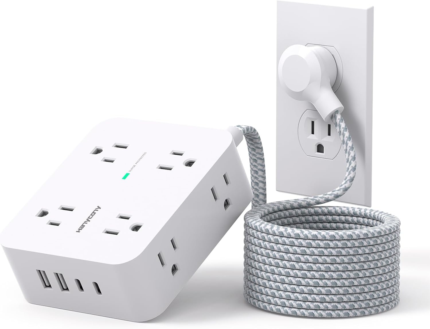 image:imagePD 30W USB C Power Strip Surge Protecor HANYCONY 8 Outlets 4 USB2 USB C Ports 1080J Desk Charging Station for Multiple Devices 6 Ft Flat Plug Extension Cord for College Dorm Room EssentialsWhite