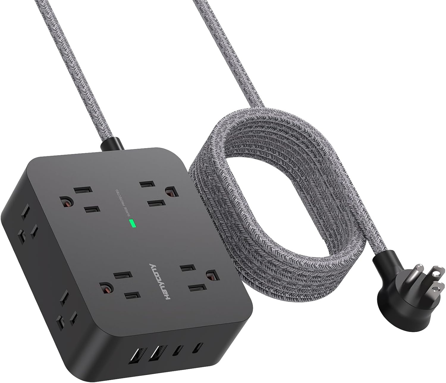 image:imagePD 30W USB C Power Strip Surge Protecor HANYCONY 8 Outlets 4 USB2 USB C Ports 1080J Desk Charging Station for Multiple Devices 6 Ft Flat Plug Extension Cord for College Dorm Room EssentialsBlack