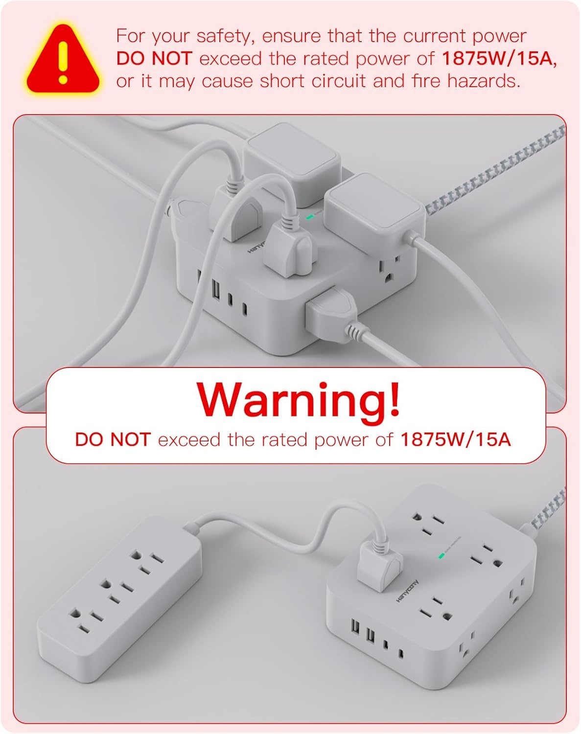 image:imagePD 30W USB C Power Strip Surge Protecor HANYCONY 8 Outlets 4 USB2 USB C Ports 1080J Desk Charging Station for Multiple Devices 6 Ft Flat Plug Extension Cord for College Dorm Room EssentialsWhite