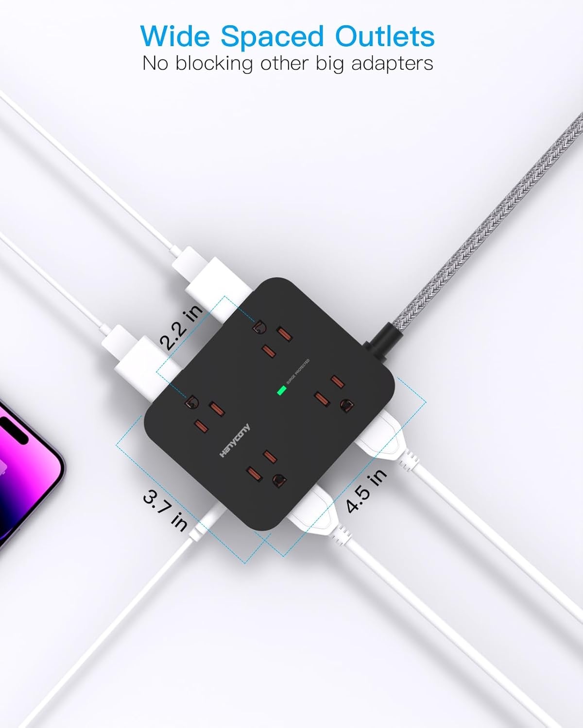 image:imagePD 30W USB C Power Strip Surge Protecor HANYCONY 8 Outlets 4 USB2 USB C Ports 1080J Desk Charging Station for Multiple Devices 6 Ft Flat Plug Extension Cord for College Dorm Room EssentialsBlack