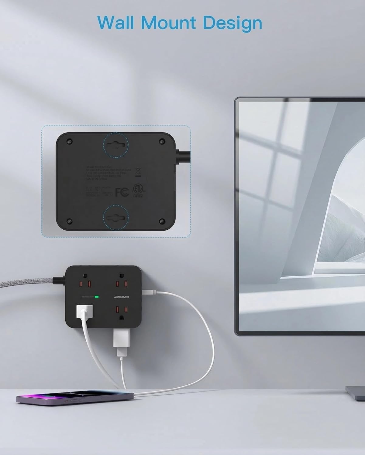 image:imagePD 30W USB C Power Strip Surge Protecor HANYCONY 8 Outlets 4 USB2 USB C Ports 1080J Desk Charging Station for Multiple Devices 6 Ft Flat Plug Extension Cord for College Dorm Room EssentialsBlack