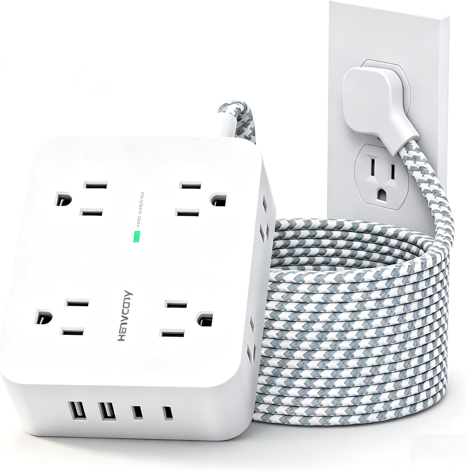 image:imageSurge Protector Power Strip HANYCONY Extension Cord with Multiple Outlets 5 Ft Ultra Thin Flat Plug 8 Outlets 4 USB Ports2USB C 1080J Outlet Extender for Home Office College Dorm Room Essentials5Ft