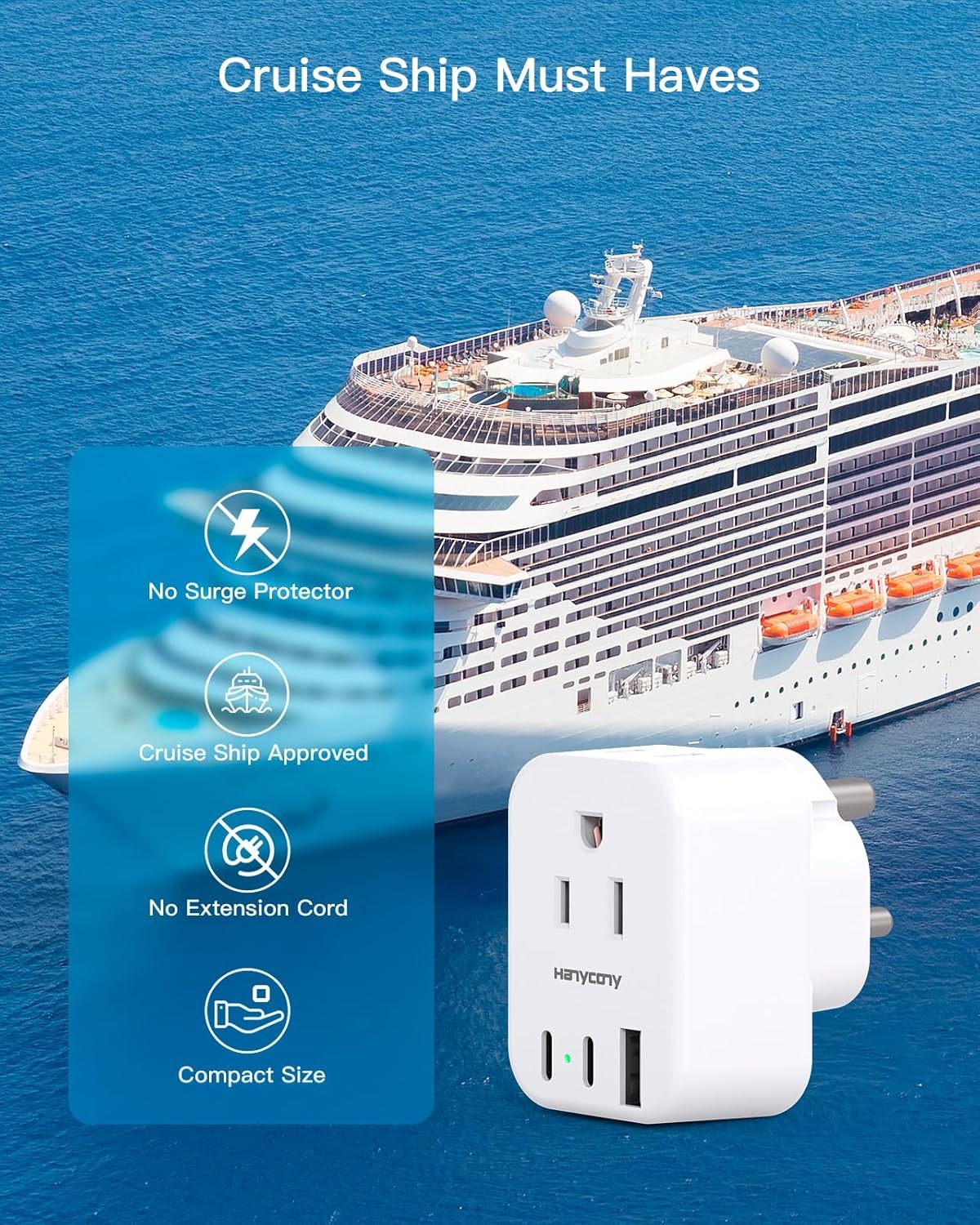 image:imageSwitzerland Travel Plug Adapter HANYCONY Type J Power Adapter with 2 Outlets 2 USB C Ports Swiss Plug Adapter for Amercian US to Switzerland Liechtenstein Rwanda 2 PackType D India Maldives