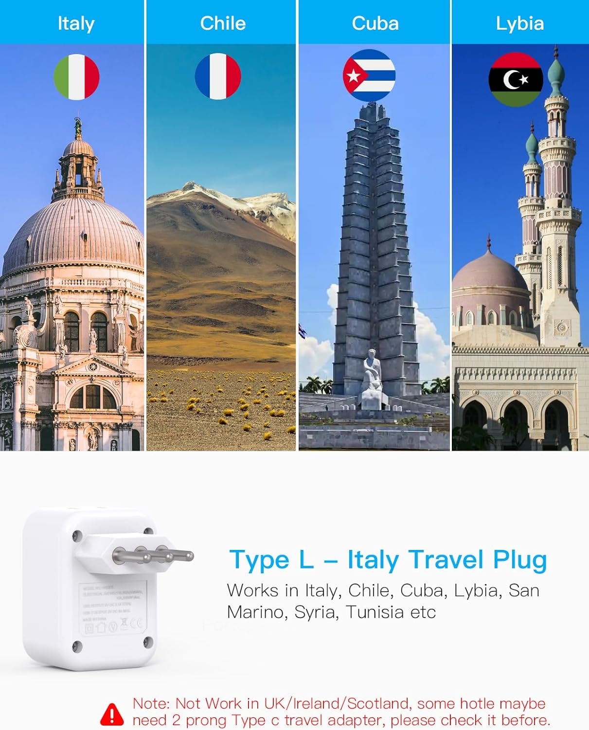 image:imageSwitzerland Travel Plug Adapter HANYCONY Type J Power Adapter with 2 Outlets 2 USB C Ports Swiss Plug Adapter for Amercian US to Switzerland Liechtenstein Rwanda 2 PackType L Italy Chile