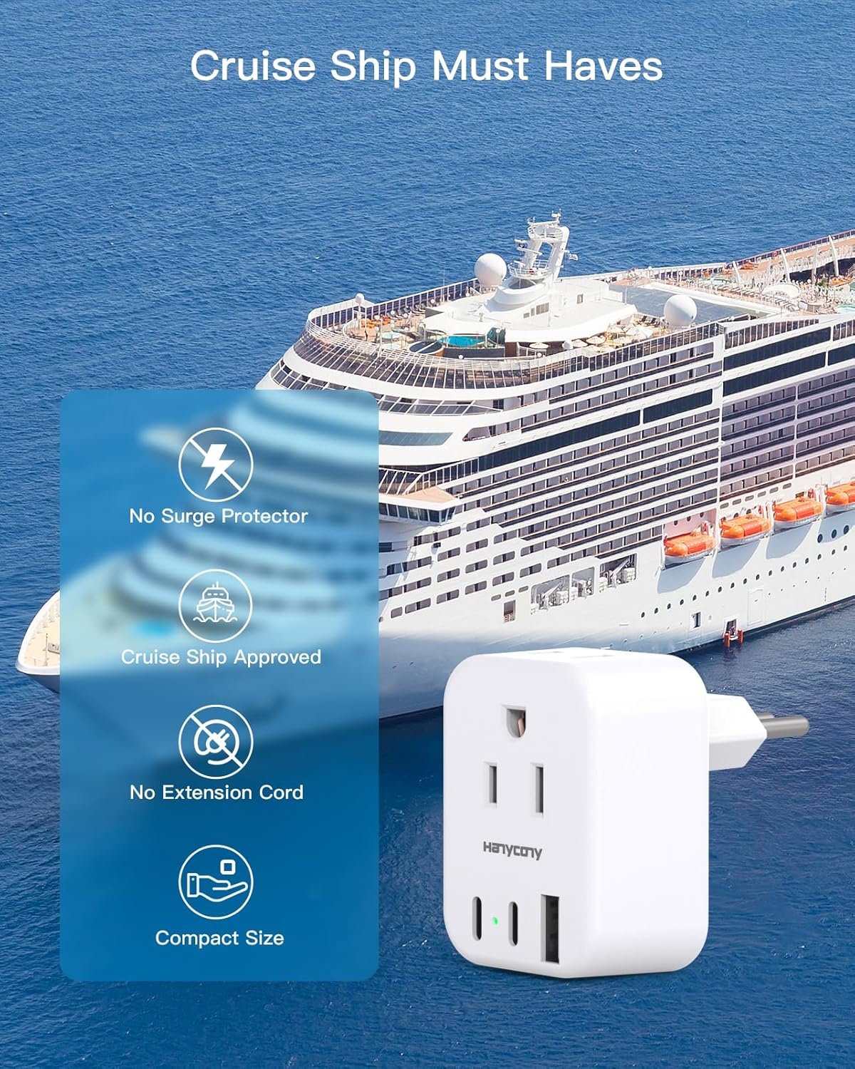image:imageSwitzerland Travel Plug Adapter HANYCONY Type J Power Adapter with 2 Outlets 2 USB C Ports Swiss Plug Adapter for Amercian US to Switzerland Liechtenstein Rwanda 2 PackType L Italy Chile