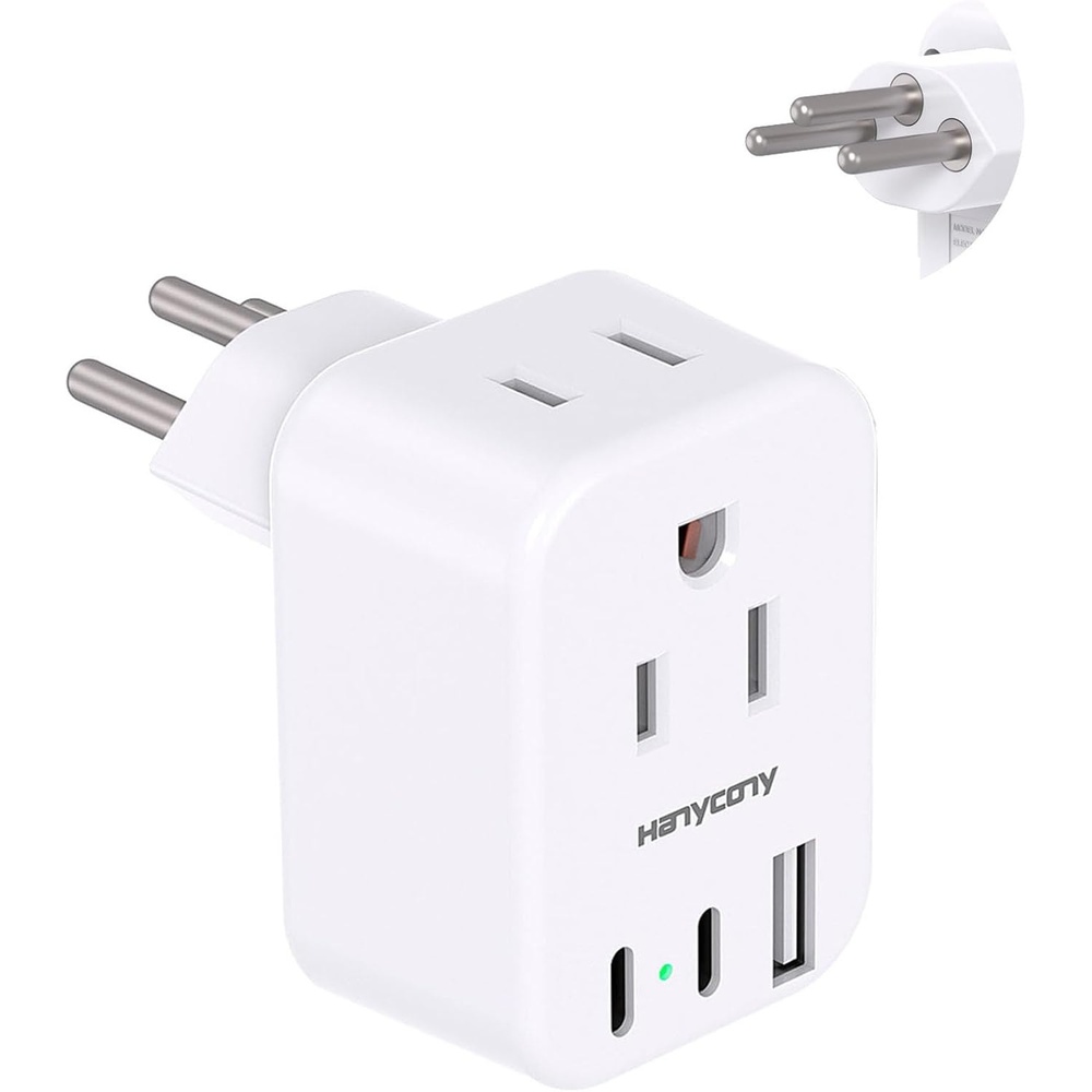 image:imageEuropean Travel Plug Adapter USB C HANYCONY International Plug Adapter US to Europe Adapter Plug 2 Outlets 3 USB Ports2 C Port Type C Power Adapter to Italy Spain France Portugal Iceland GermanyType J Switzerland