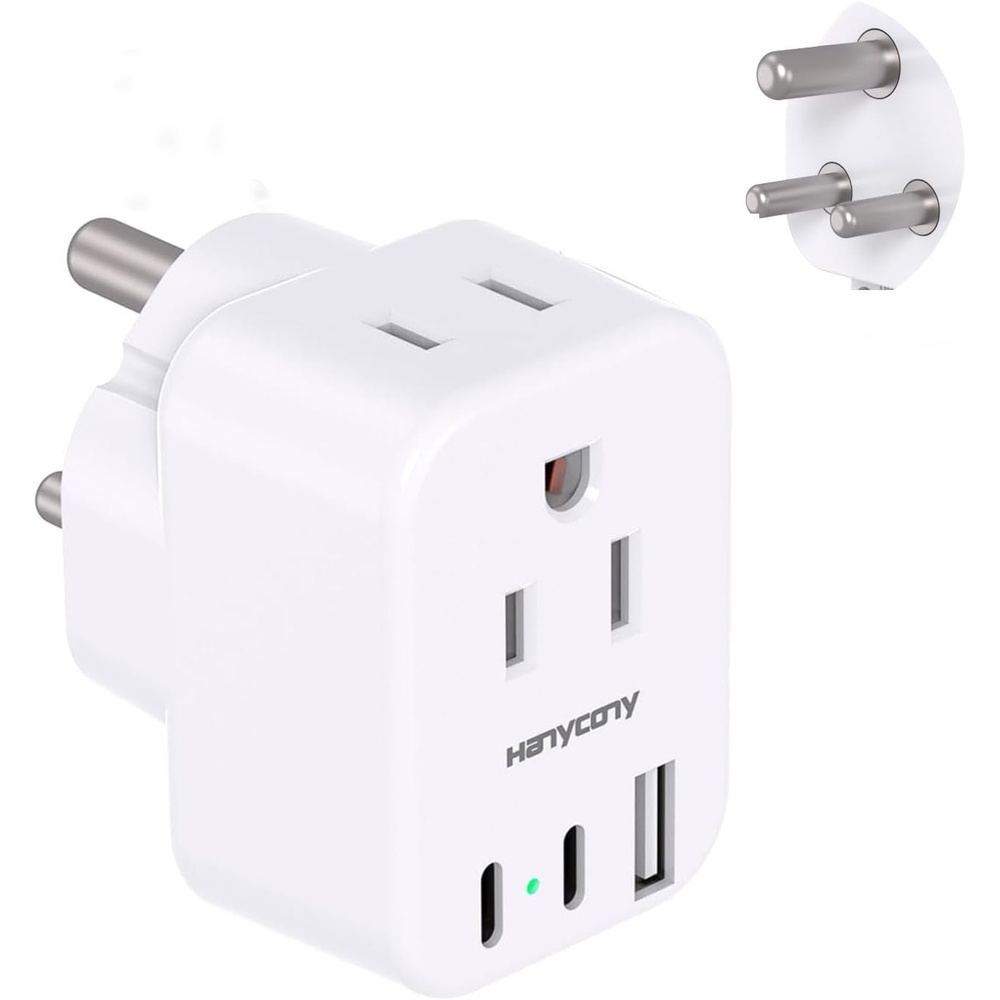 image:imageEuropean Travel Plug Adapter USB C HANYCONY International Plug Adapter US to Europe Adapter Plug 2 Outlets 3 USB Ports2 C Port Type C Power Adapter to Italy Spain France Portugal Iceland GermanyType M South Africa