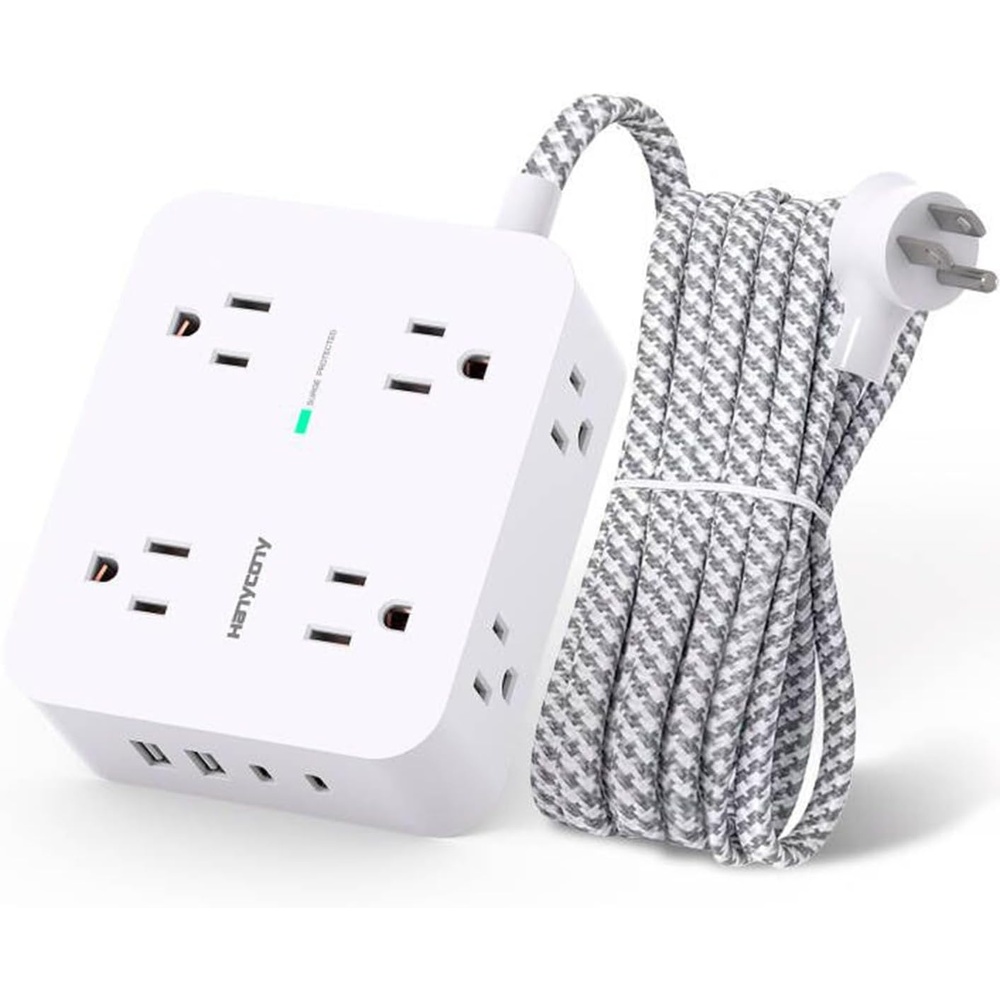 image:imagePD 30W USB C Power Strip Surge Protecor HANYCONY 8 Outlets 4 USB2 USB C Ports 1080J Desk Charging Station for Multiple Devices 6 Ft Flat Plug Extension Cord for College Dorm Room EssentialsWhite