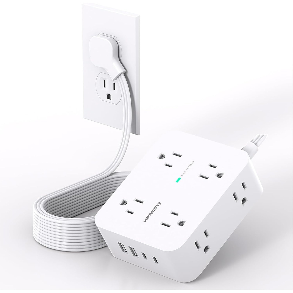 image:imageSurge Protector Power Strip HANYCONY Extension Cord with Multiple Outlets 5 Ft Ultra Thin Flat Plug 8 Outlets 4 USB Ports2USB C 1080J Outlet Extender for Home Office College Dorm Room Essentials10Ft