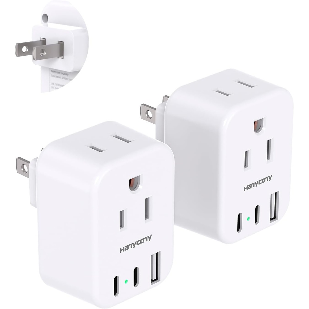 image:imageSwitzerland Travel Plug Adapter HANYCONY Type J Power Adapter with 2 Outlets 2 USB C Ports Swiss Plug Adapter for Amercian US to Switzerland Liechtenstein Rwanda 2 PackType A Japan Philippines