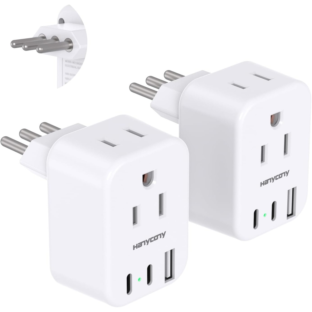 image:imageSwitzerland Travel Plug Adapter HANYCONY Type J Power Adapter with 2 Outlets 2 USB C Ports Swiss Plug Adapter for Amercian US to Switzerland Liechtenstein Rwanda 2 PackType L Italy Chile