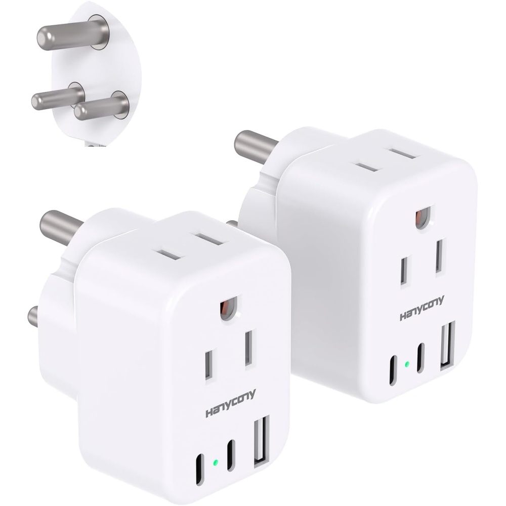 image:imageSwitzerland Travel Plug Adapter HANYCONY Type J Power Adapter with 2 Outlets 2 USB C Ports Swiss Plug Adapter for Amercian US to Switzerland Liechtenstein Rwanda 2 PackType D India Maldives