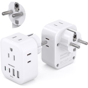 image:image2 Pack European Travel Plug Adapter HANYCONY International Power Adapter 4 Outlets 4 USB C Ports 2 USB C Foldable Type C Adapter for US to Most Europe EU Italy Spain Greece Portugal France GermanyType EF  Germany France