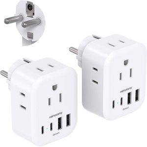 image:image2 Pack Type E F Plug Adpter HANYCONY Germany France Travel Power Adapter with 4 Outlets 4 USB Ports2 USB C South Korea Travel Plug Adapter for US to Europe EU Spain Iceland Greece German FrenchType EF  Germany France