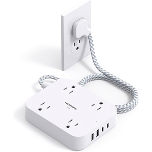 image:image3Ft Short Power Strip with 4 USB Ports 2 USB C 4 Widely Spaced AC Outlets Cruise Ship Approved Wall Mount Desk Charging Station for Office School Travel Dorm Room Essentials ETL ListedWhitewith Surge
