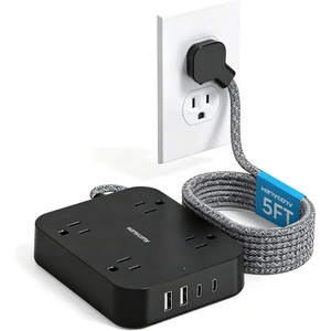 image:image3Ft Short Power Strip with 4 USB Ports 2 USB C 4 Widely Spaced AC Outlets Cruise Ship Approved Wall Mount Desk Charging Station for Office School Travel Dorm Room Essentials ETL ListedBlack