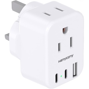 image:imageEuropean Travel Plug Adapter USB C HANYCONY International Plug Adapter US to Europe Adapter Plug 2 Outlets 3 USB Ports2 C Port Type C Power Adapter to Italy Spain France Portugal Iceland GermanyType G  UK Ireland
