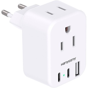image:imageEuropean Travel Plug Adapter USB C HANYCONY International Plug Adapter US to Europe Adapter Plug 2 Outlets 3 USB Ports2 C Port Type C Power Adapter to Italy Spain France Portugal Iceland GermanyType C  Most of Europe