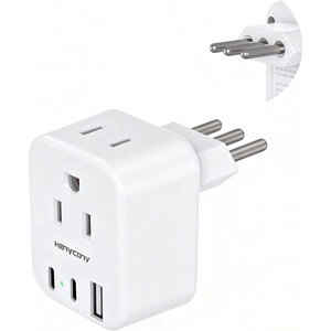 image:imageEuropean Travel Plug Adapter USB C HANYCONY International Plug Adapter US to Europe Adapter Plug 2 Outlets 3 USB Ports2 C Port Type C Power Adapter to Italy Spain France Portugal Iceland GermanyType L  Italy Chile