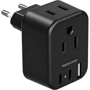 image:imageEuropean Travel Plug Adapter USB C HANYCONY International Plug Adapter US to Europe Adapter Plug 2 Outlets 3 USB Ports2 C Port Type C Power Adapter to Italy Spain France Portugal Iceland GermanyType C  Most of EuropeBlack