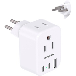 image:imageEuropean Travel Plug Adapter USB C HANYCONY International Plug Adapter US to Europe Adapter Plug 2 Outlets 3 USB Ports2 C Port Type C Power Adapter to Italy Spain France Portugal Iceland GermanyType N  Brazil