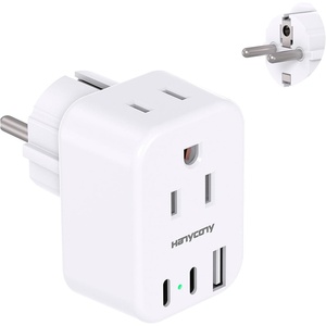 image:imageEuropean Travel Plug Adapter USB C HANYCONY International Plug Adapter US to Europe Adapter Plug 2 Outlets 3 USB Ports2 C Port Type C Power Adapter to Italy Spain France Portugal Iceland GermanyType EF  Germany France