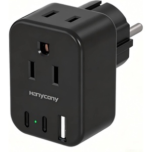 image:imageEuropean Travel Plug Adapter USB C HANYCONY International Plug Adapter US to Europe Adapter Plug 2 Outlets 3 USB Ports2 C Port Type C Power Adapter to Italy Spain France Portugal Iceland GermanyType EF  Germany FranceBlack