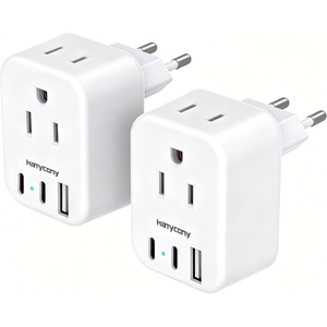 image:imageEuropean Travel Plug Adapter USB C HANYCONY International Plug Adapter US to Europe Adapter Plug 2 Outlets 3 USB Ports2 C Port Type C Power Adapter to Italy Spain France Portugal Iceland GermanyType C  Most of Europe2 Pack