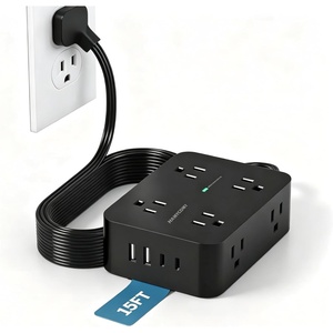 image:imagePower Strip Surge Protector Extension Cord with 8 Widely Spaced AC Outlets amp 4 USB Ports 2 USB C 5 Ft Heavy Duty Round Power Cord 1080 Joules Wall Mount Charging Station for Home Office Desk15Ft