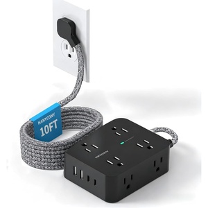 image:imagePower Strip Surge Protector Extension Cord with 8 Widely Spaced AC Outlets amp 4 USB Ports 2 USB C 5 Ft Heavy Duty Round Power Cord 1080 Joules Wall Mount Charging Station for Home Office Desk10Ft