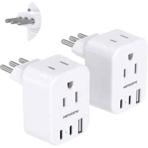 image:imageSwitzerland Travel Plug Adapter HANYCONY Type J Power Adapter with 2 Outlets 2 USB C Ports Swiss Plug Adapter for Amercian US to Switzerland Liechtenstein Rwanda 2 PackType L Italy Chile