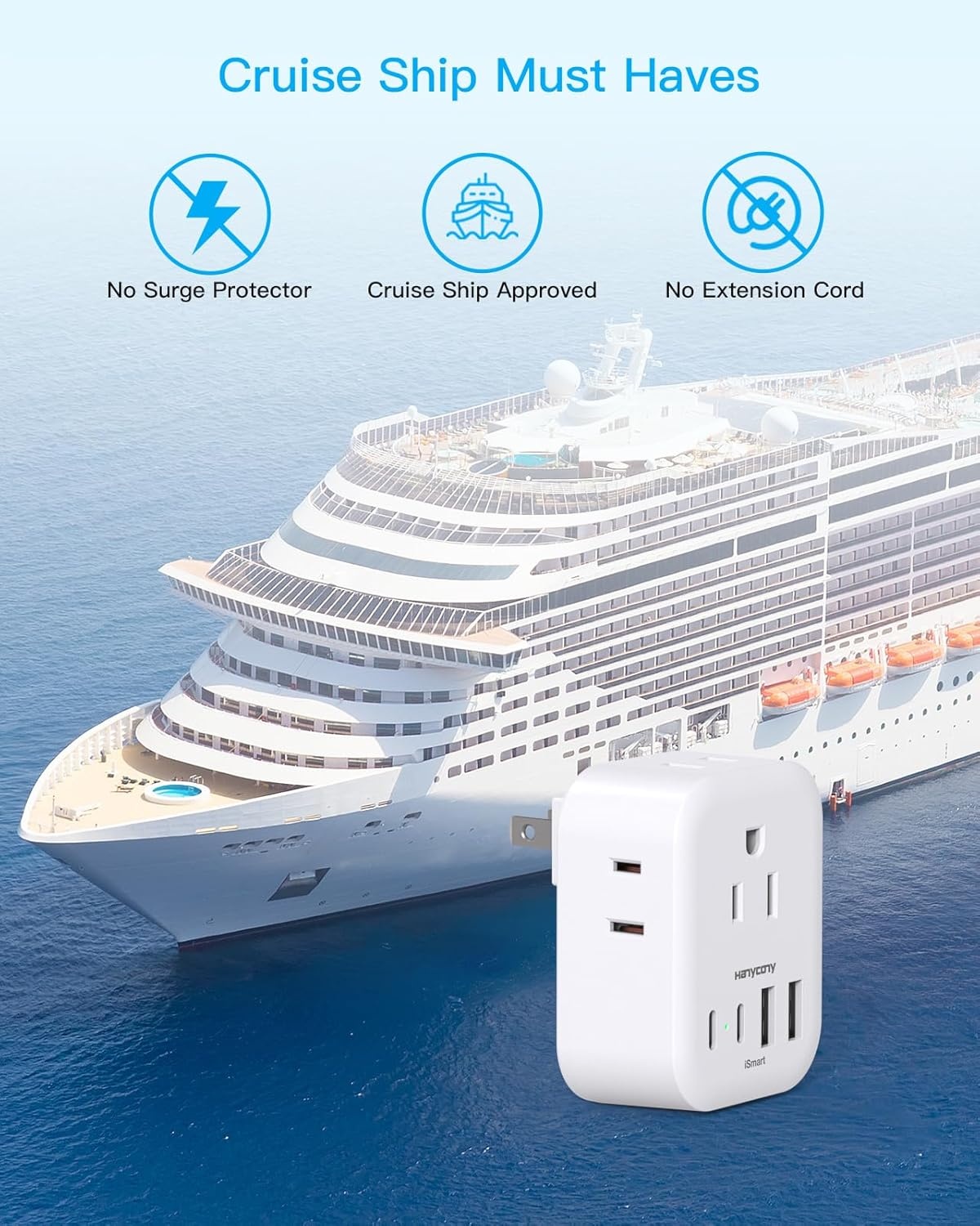 image:imageUS to UK Plug Adapter for Travel Ireland Plug Adapter Type G Adapter with 4 Outlets 4 USB Ports 2 USB C UK Power Adapter for USA to London Dubai England Scotland British Kenya Qatar HongkongType A Japan USA China