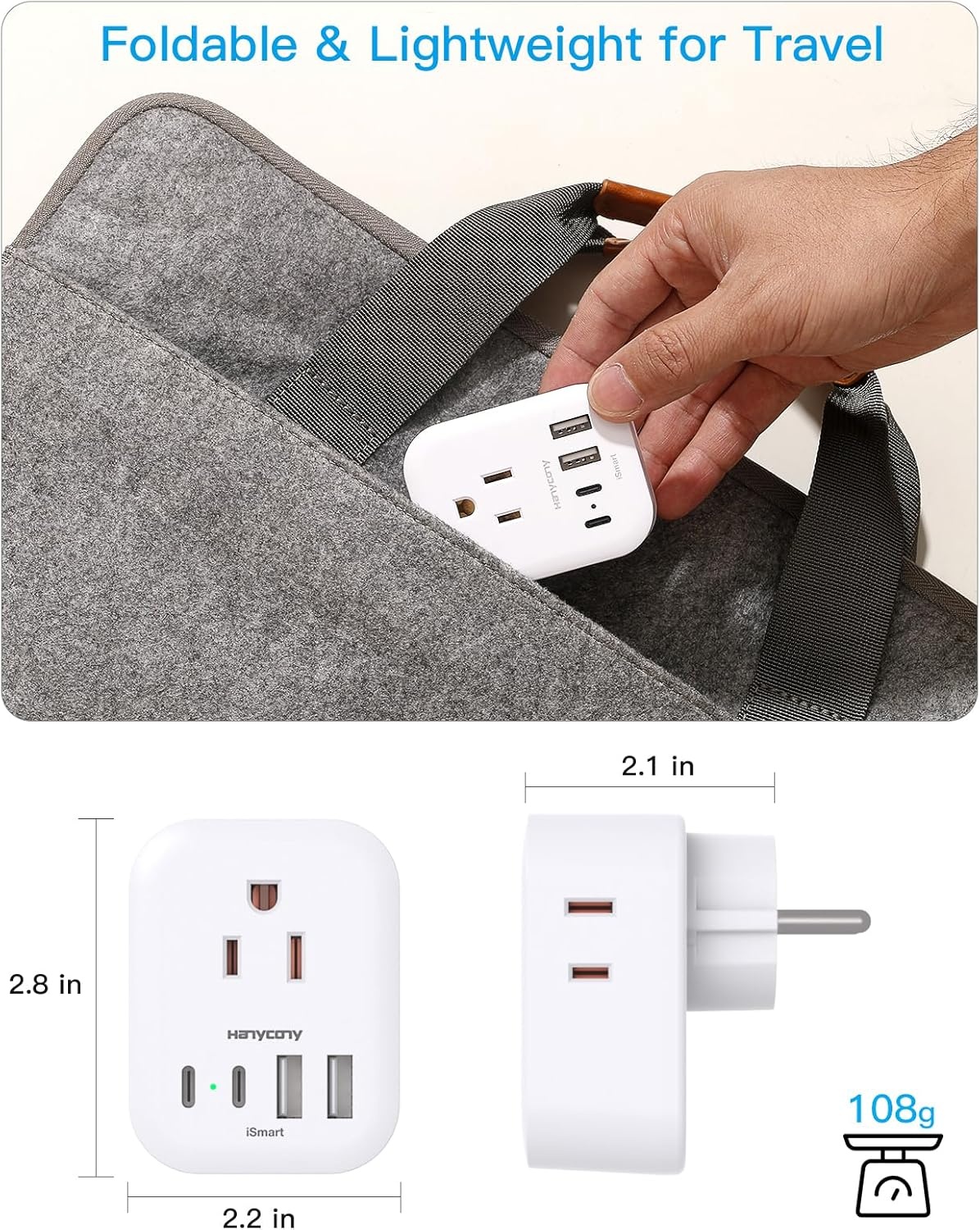 image:imageUS to UK Plug Adapter for Travel Ireland Plug Adapter Type G Adapter with 4 Outlets 4 USB Ports 2 USB C UK Power Adapter for USA to London Dubai England Scotland British Kenya Qatar HongkongType EF  Germany France