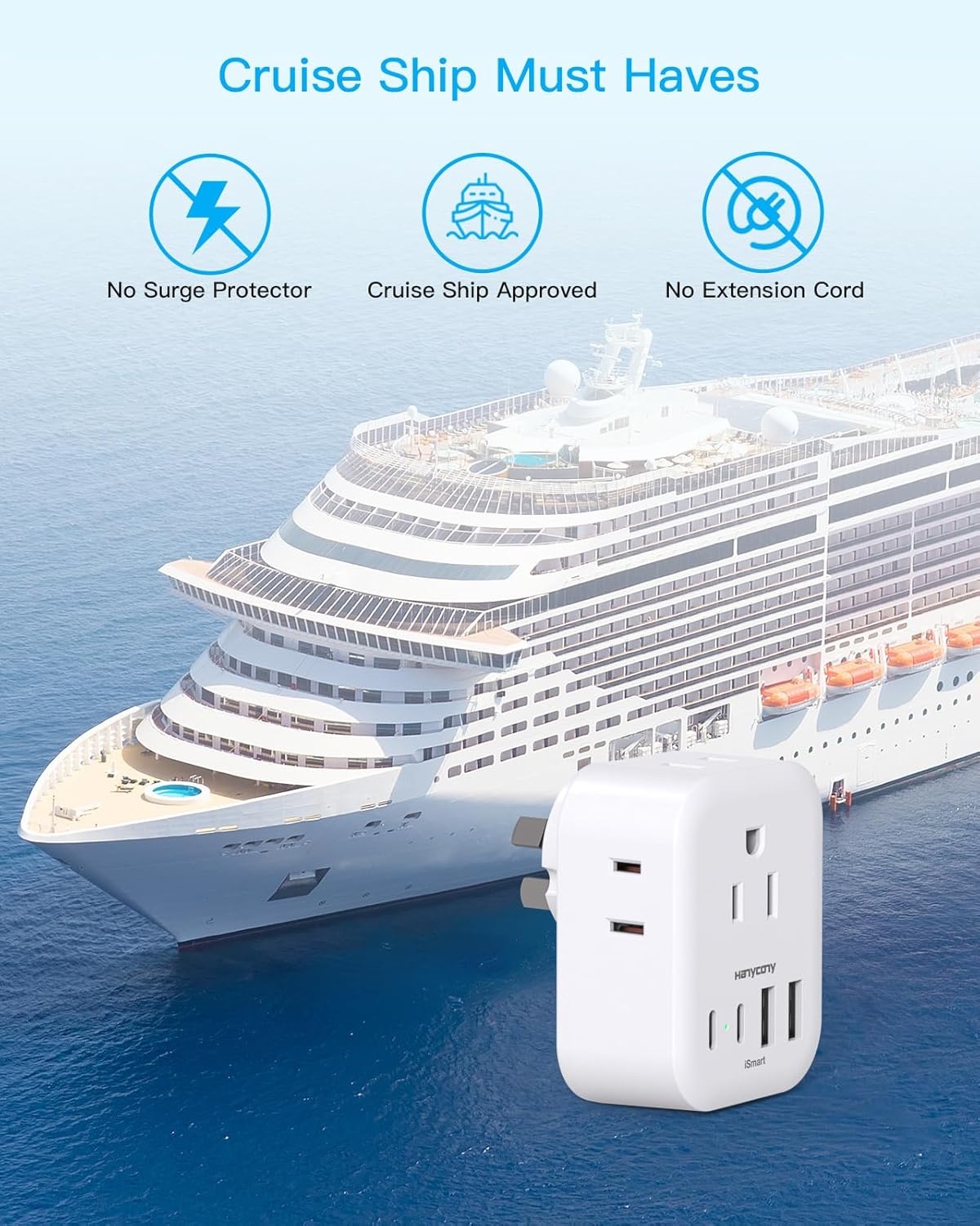 image:imageUS to UK Plug Adapter for Travel Ireland Plug Adapter Type G Adapter with 4 Outlets 4 USB Ports 2 USB C UK Power Adapter for USA to London Dubai England Scotland British Kenya Qatar HongkongType C Most of Europe