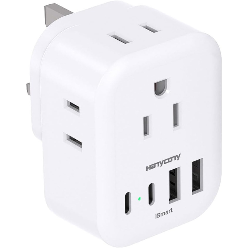image:imageUS to UK Plug Adapter for Travel Ireland Plug Adapter Type G Adapter with 4 Outlets 4 USB Ports 2 USB C UK Power Adapter for USA to London Dubai England Scotland British Kenya Qatar HongkongType G UK Ireland